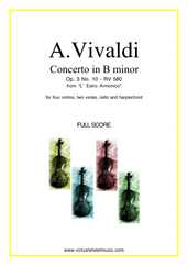 Noten Concerto in B minor Op.3 No.10 RV 580 (Partitur)