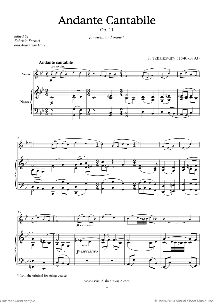 Noten Andante Cantabile, Op.11
