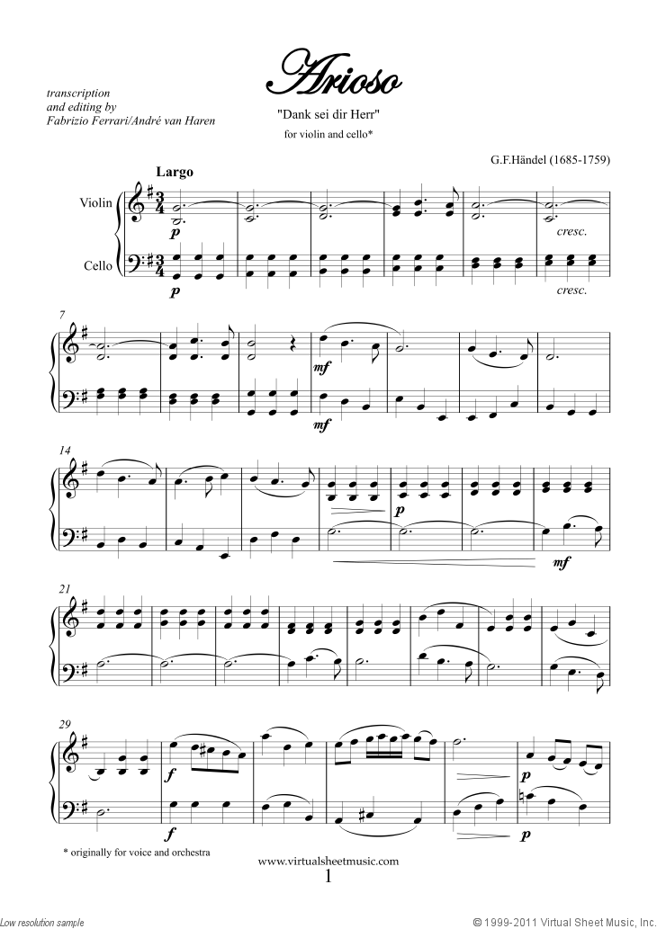 Noten Arioso - Dank sei dir, Herr