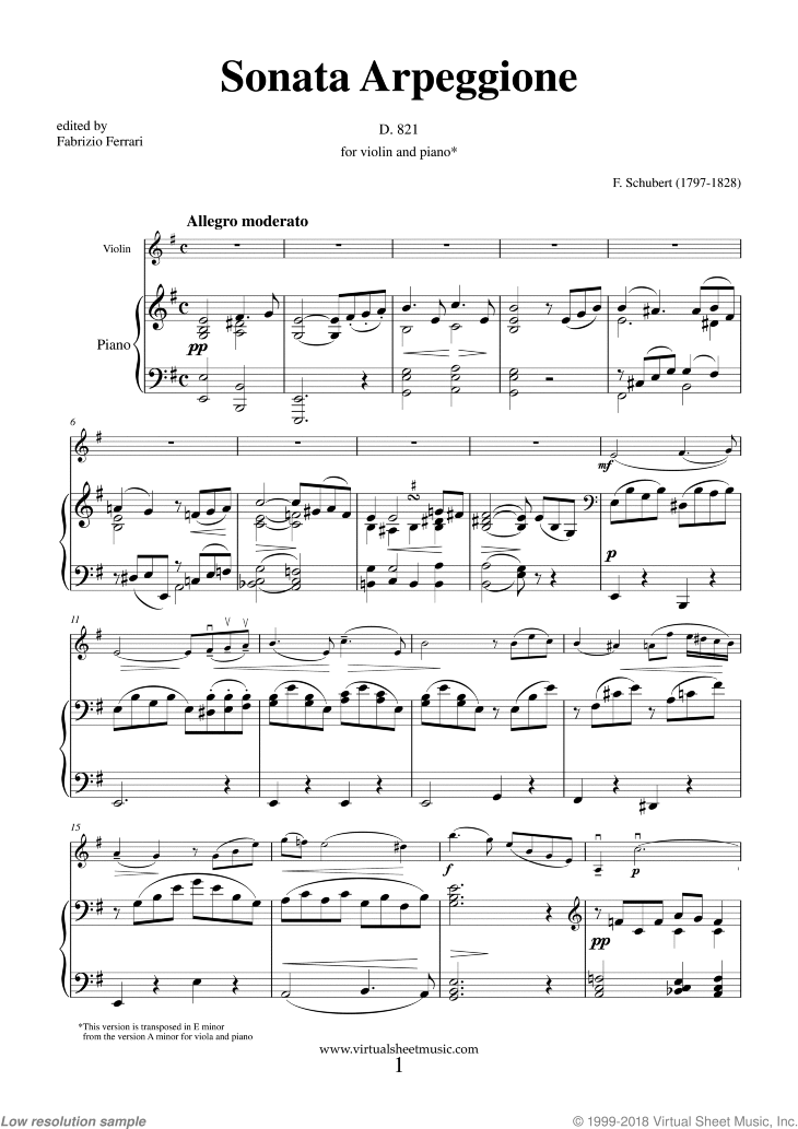 Noten Sonata in A minor "Arpeggione"