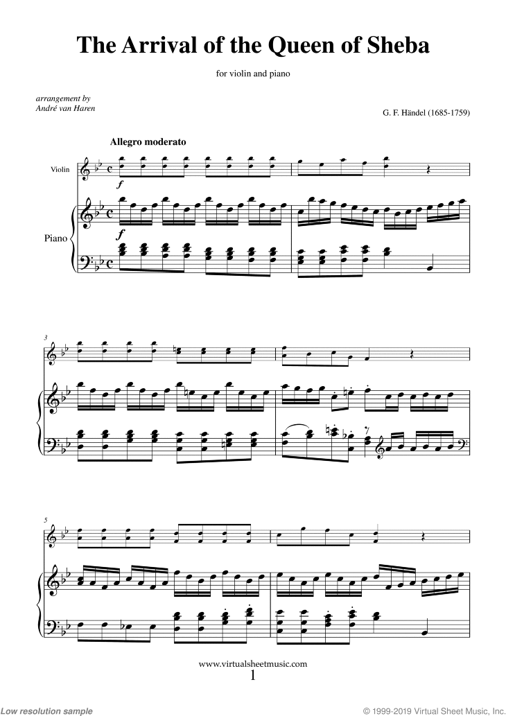 Noten Arrival of the Queen of Sheba