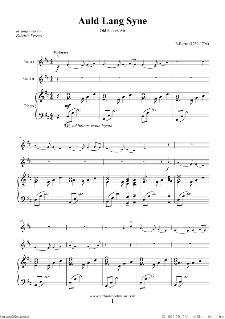 Noten Auld Lang Syne