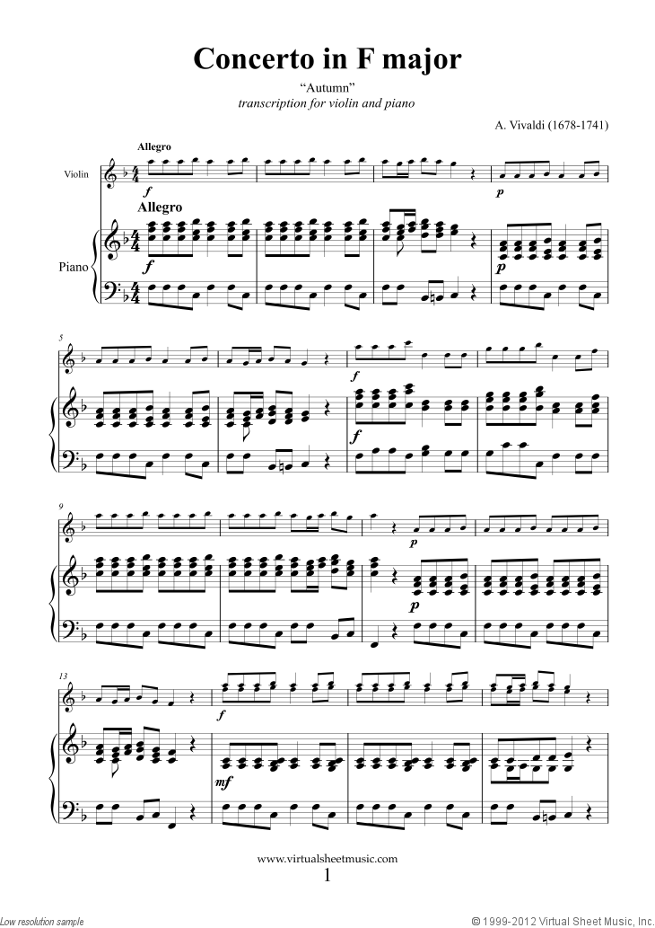 Noten Concerto "Autumn" (neue Ausgabe)