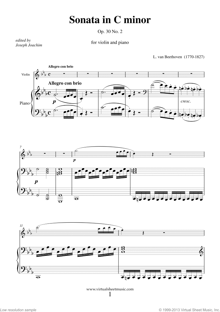 Noten Sonata Op.30 No.2