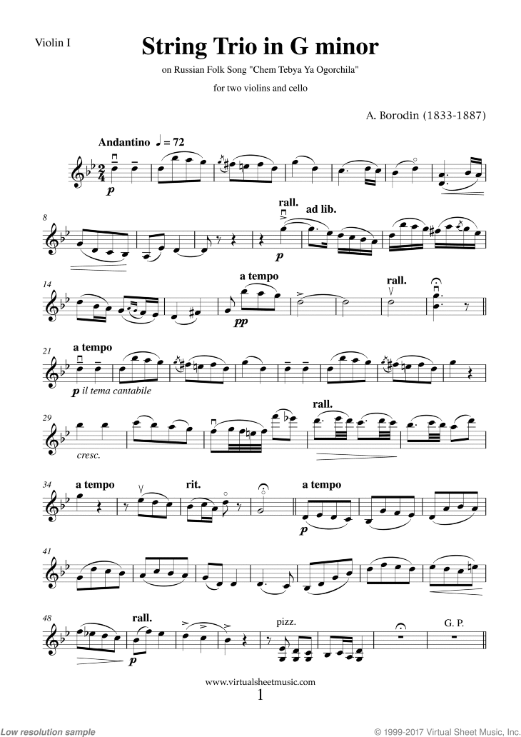 Noten String Trio in G minor (Stimmen)