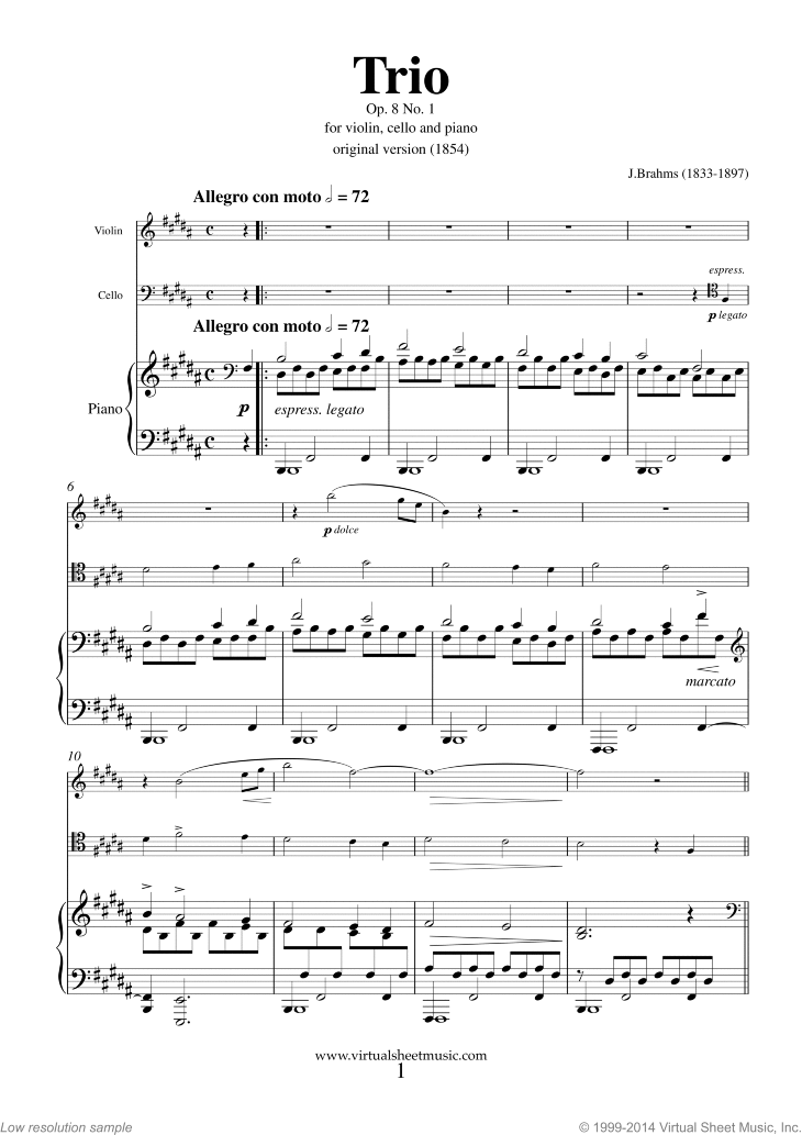 Noten Trio No.1 Op.8 (komplett)