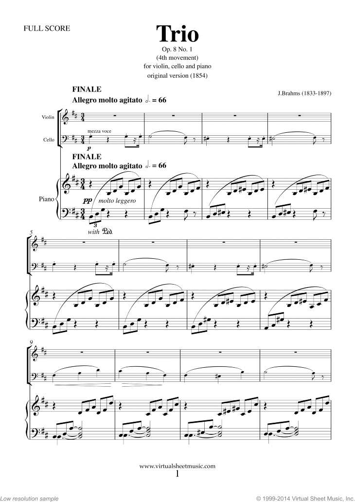 Noten Trio No.1 Op.8 (4th movement)