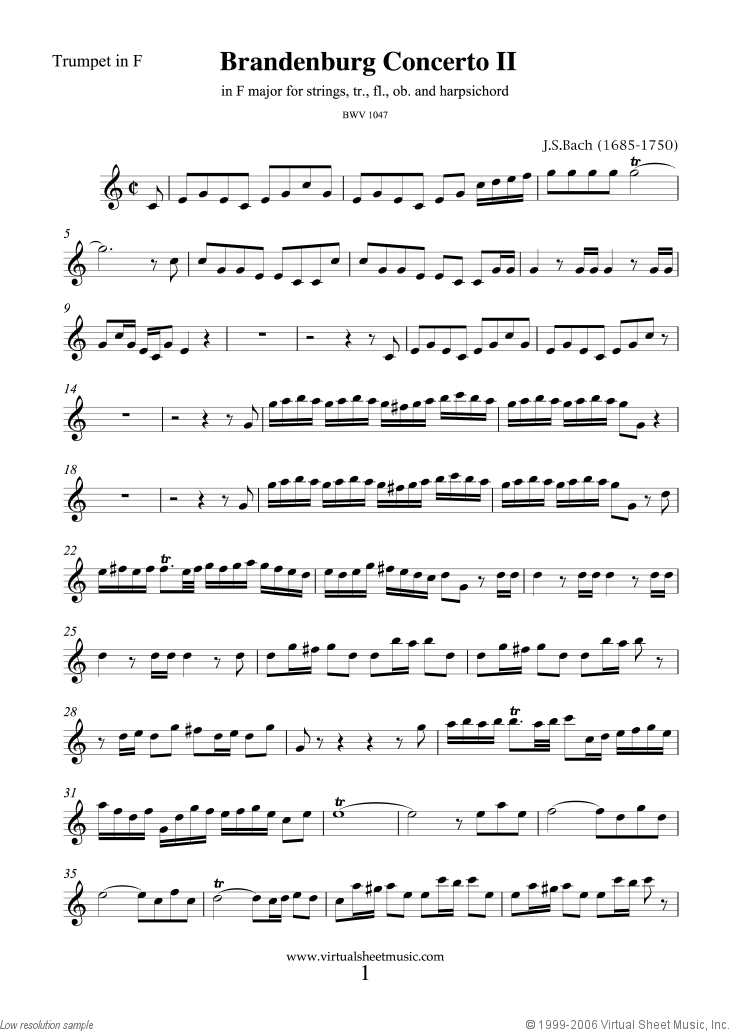 Noten Brandenburg Concerto II (Stimmen)