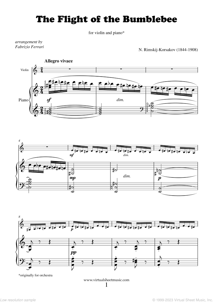 Noten The Flight of the Bumblebee