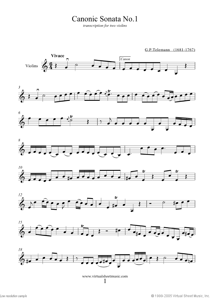 Noten Canonic Sonatas, book I