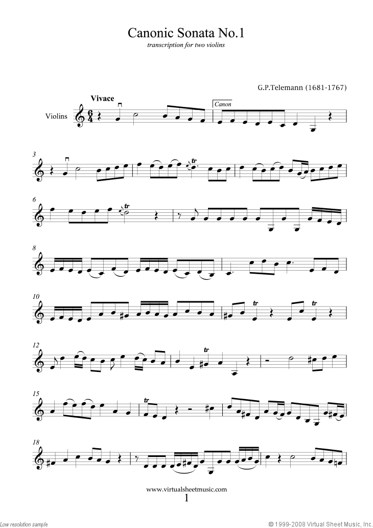 Noten Canonic Sonatas, book I-II