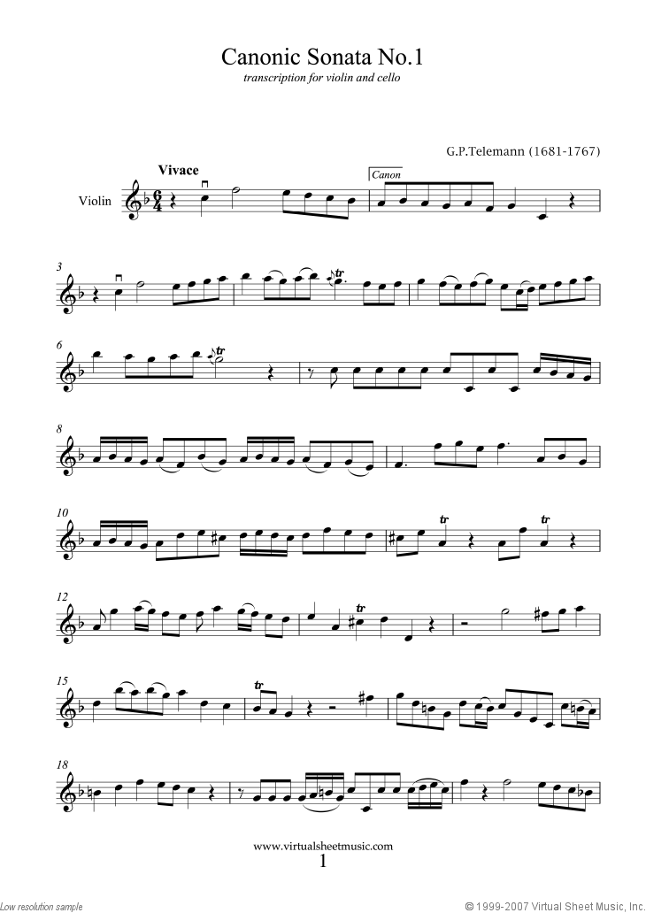 Noten Canonic Sonatas, book I-II