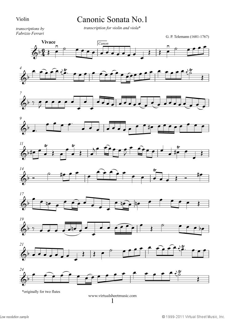 Noten Canonic Sonatas, book I-II