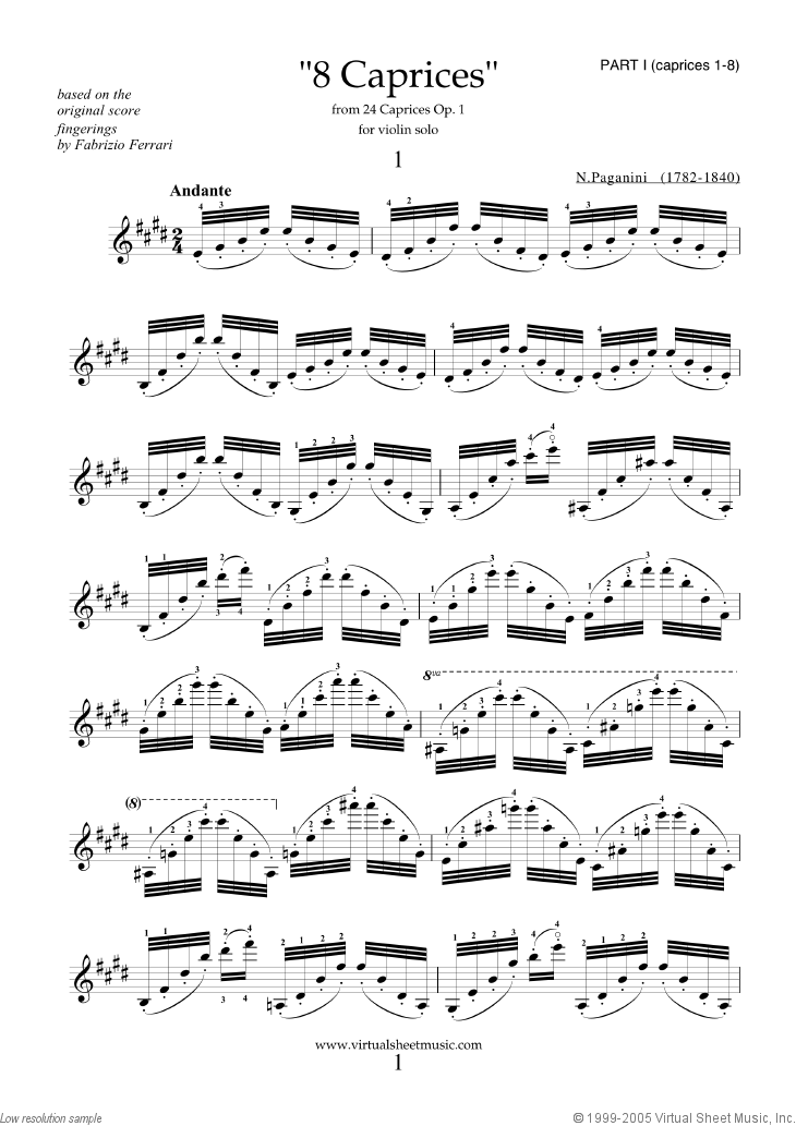 Noten Caprices Op.1, part I