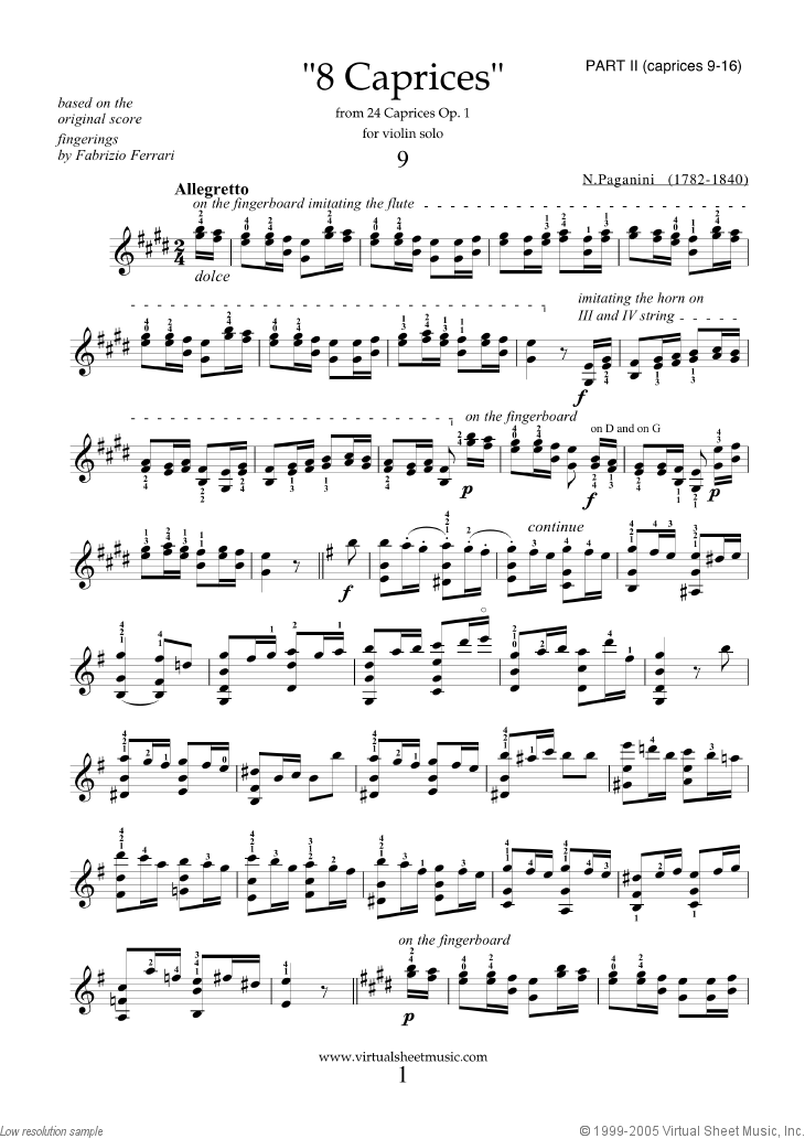 Noten Caprices Op.1, part II
