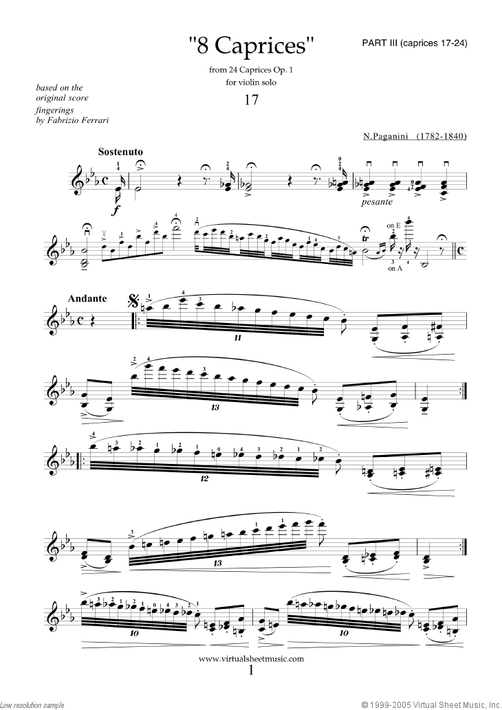 Noten Caprices Op.1, part III