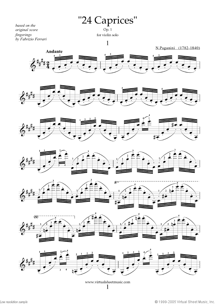 Noten Caprices Op.1 (komplett)