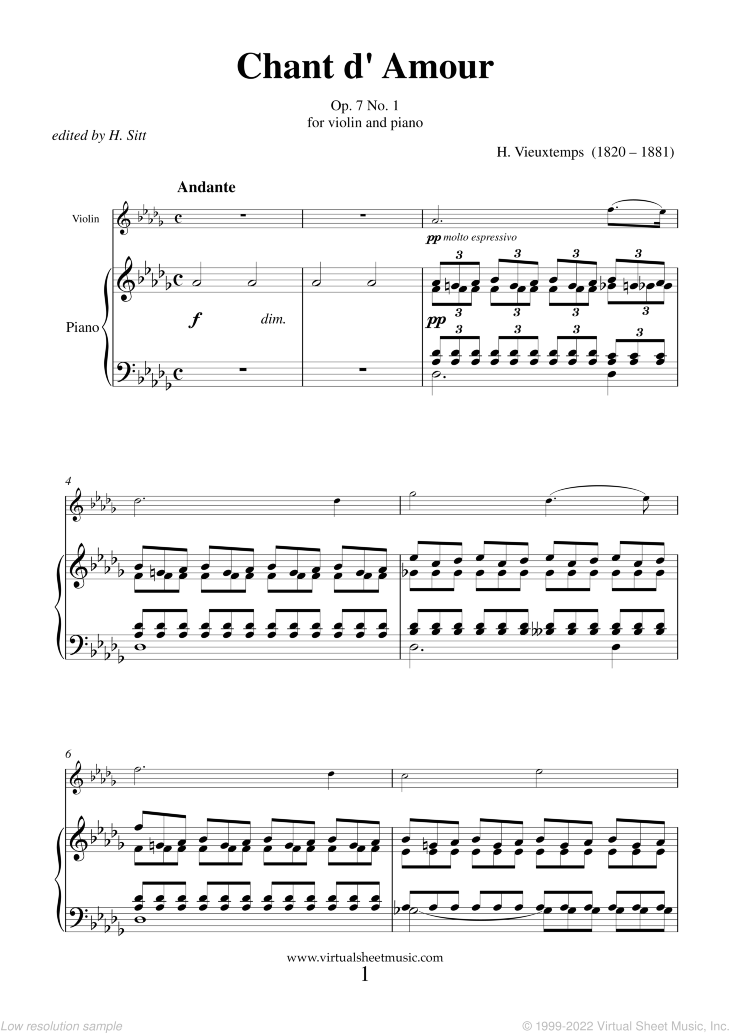 Noten Chant d' Amour Op.7 No. 1
