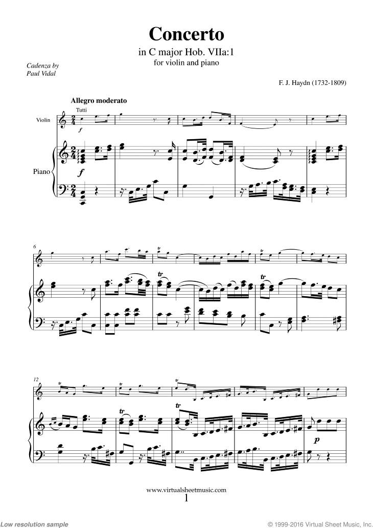 Noten Concerto No. 1 in C major