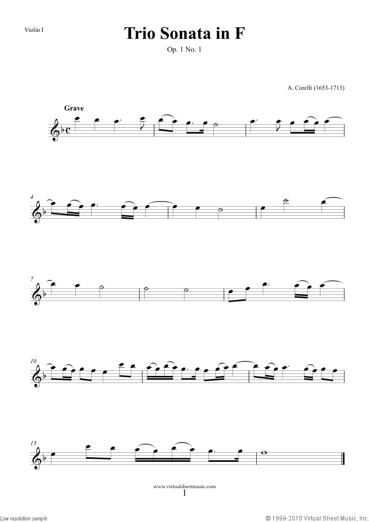 Noten Trio Sonata in F major Op.1 No.1 (Stimmen)