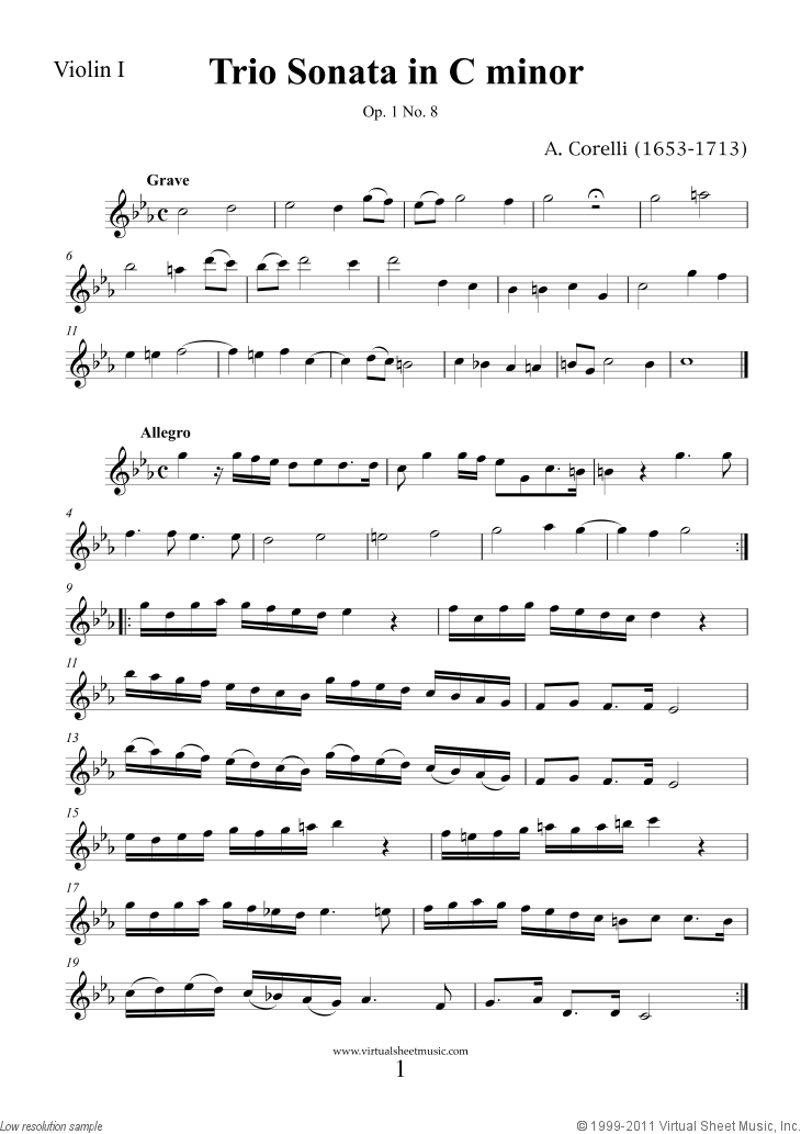Noten Trio Sonata in C major Op.1 No.8 (Stimmen)