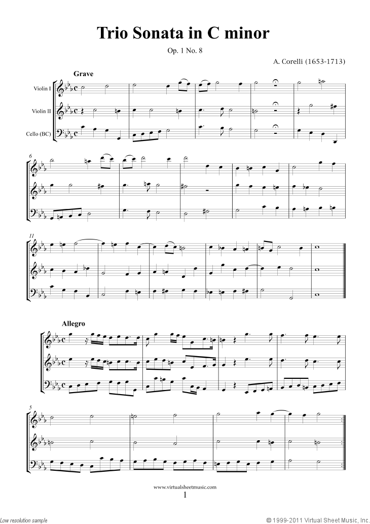 Noten Trio Sonata in C minor Op.1 No.8 (komplett)