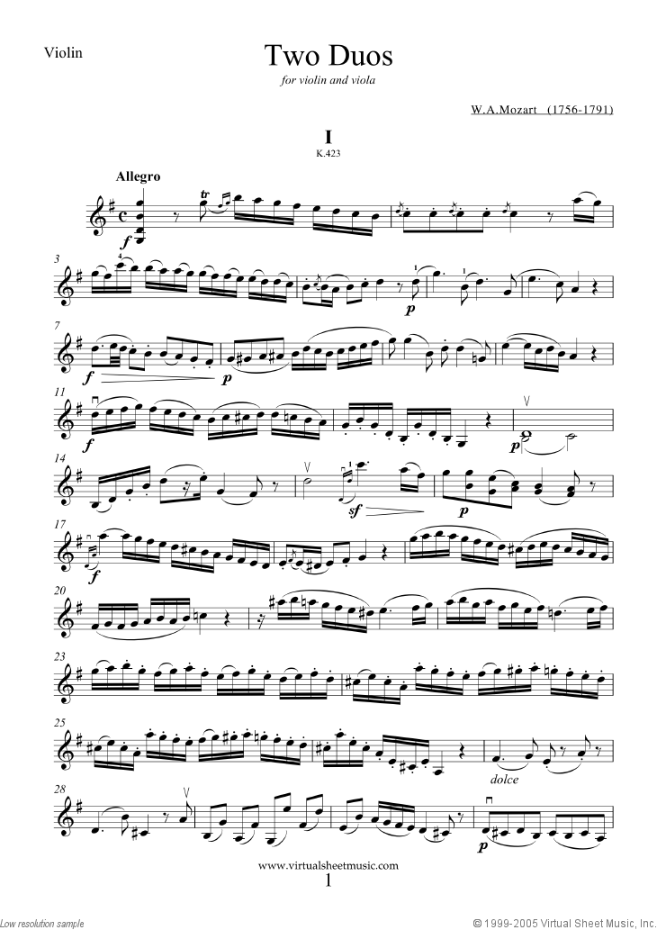 Noten Two Duos K423-424