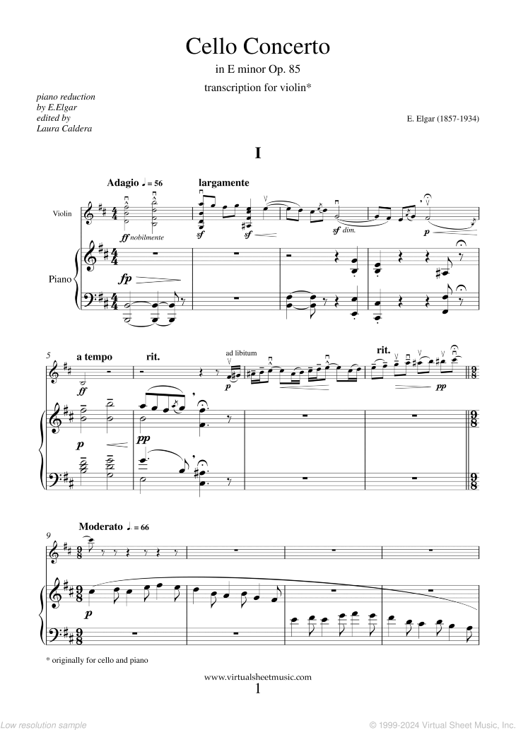 Noten Concerto in E minor Op.85