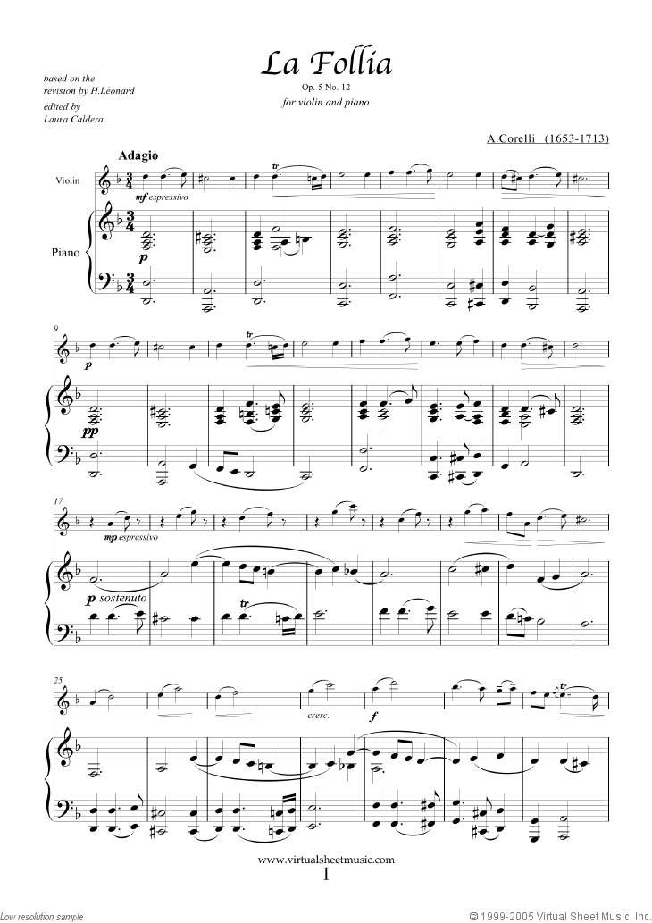 Noten Sonata Op.5 No.12 "La Follia"