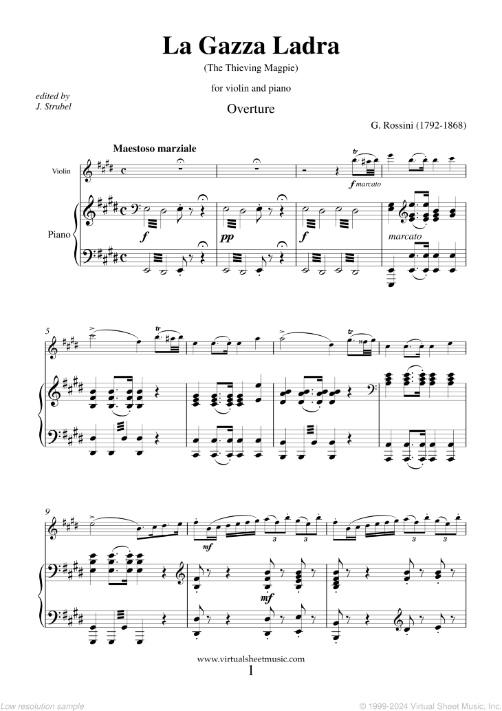 Noten La Gazza Ladra - The Thieving Magpie, Overture