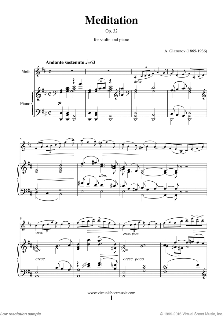 Noten Meditation Op. 32