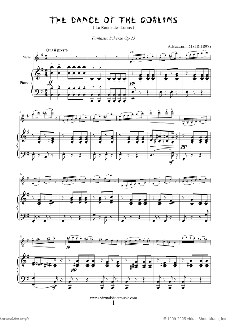 Noten The Dance of the Goblins