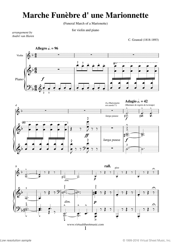 Noten Marche Funebre d' une Marionette