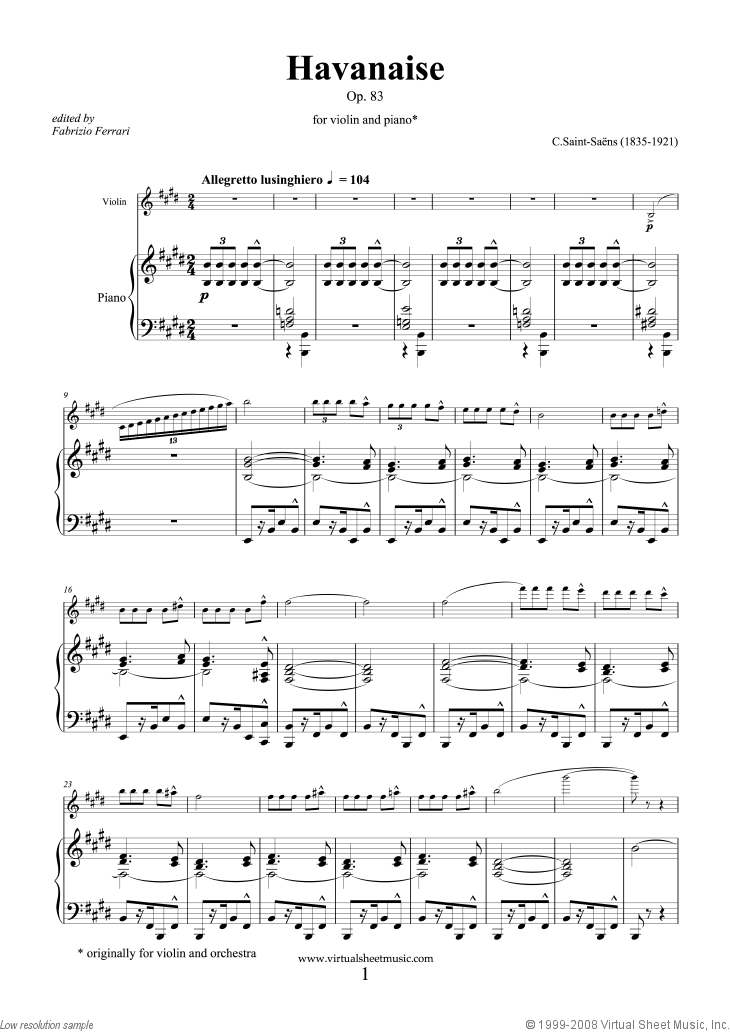 Noten Havanaise Op.83