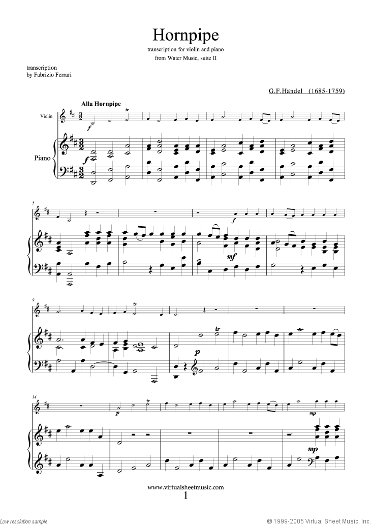 Noten Hornpipe from Water Music