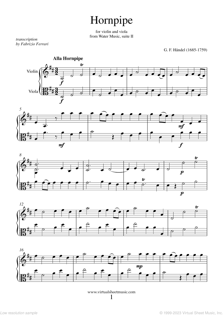 Noten Hornpipe from Water Music