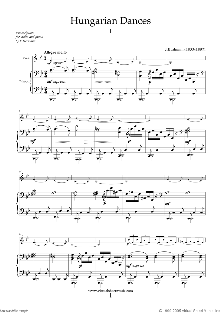 Noten Hungarian Dances (komplett)