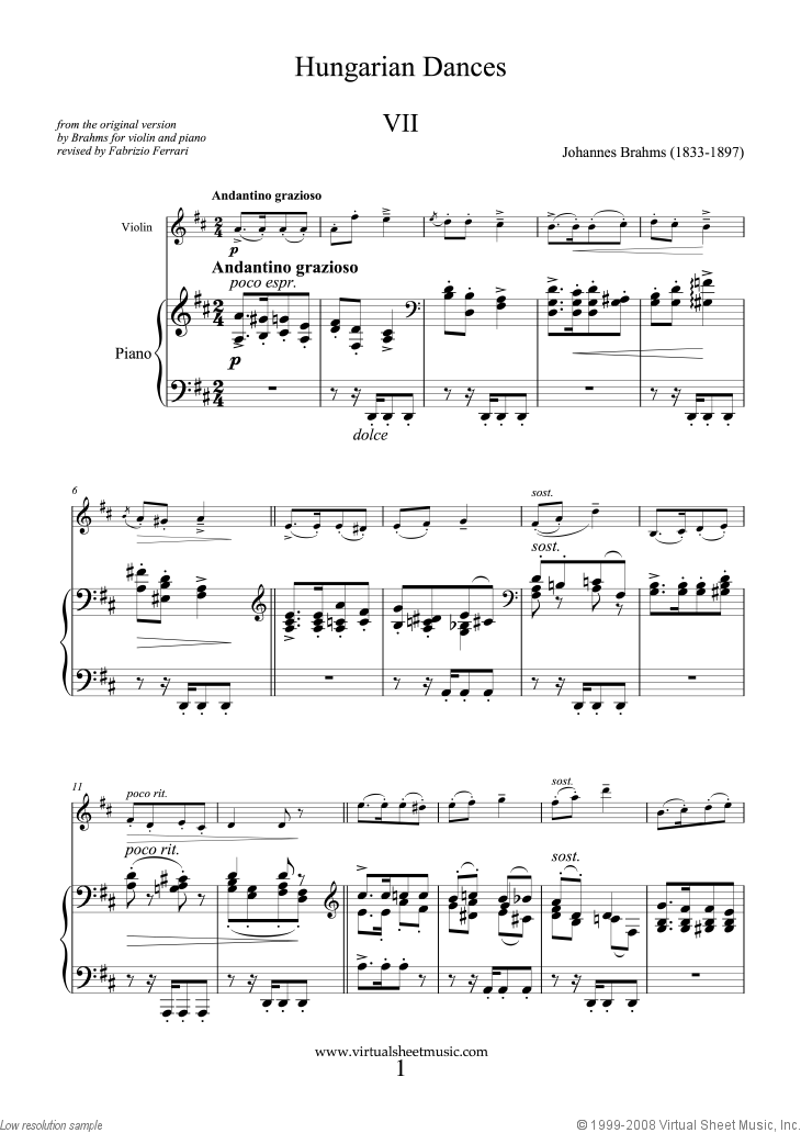 Noten Hungarian Dances (original version, part II)