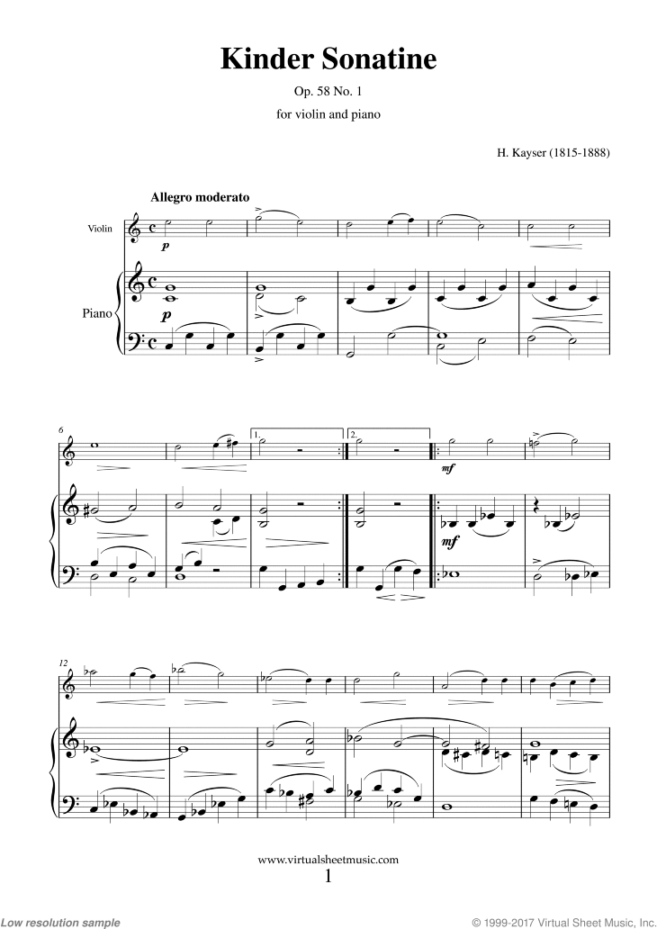 Noten Kinder Sonatine Op. 58 No. 1