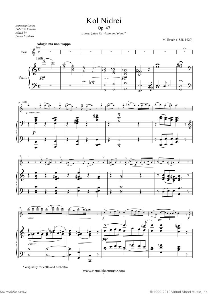 Noten Kol Nidrei Op.47