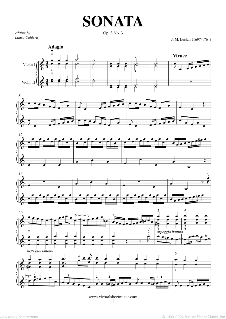 Noten Sonata Op.3 No.3 (Duo)