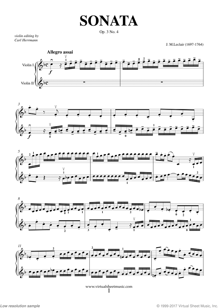 Noten Sonata Op.3 No.4 (Duo)