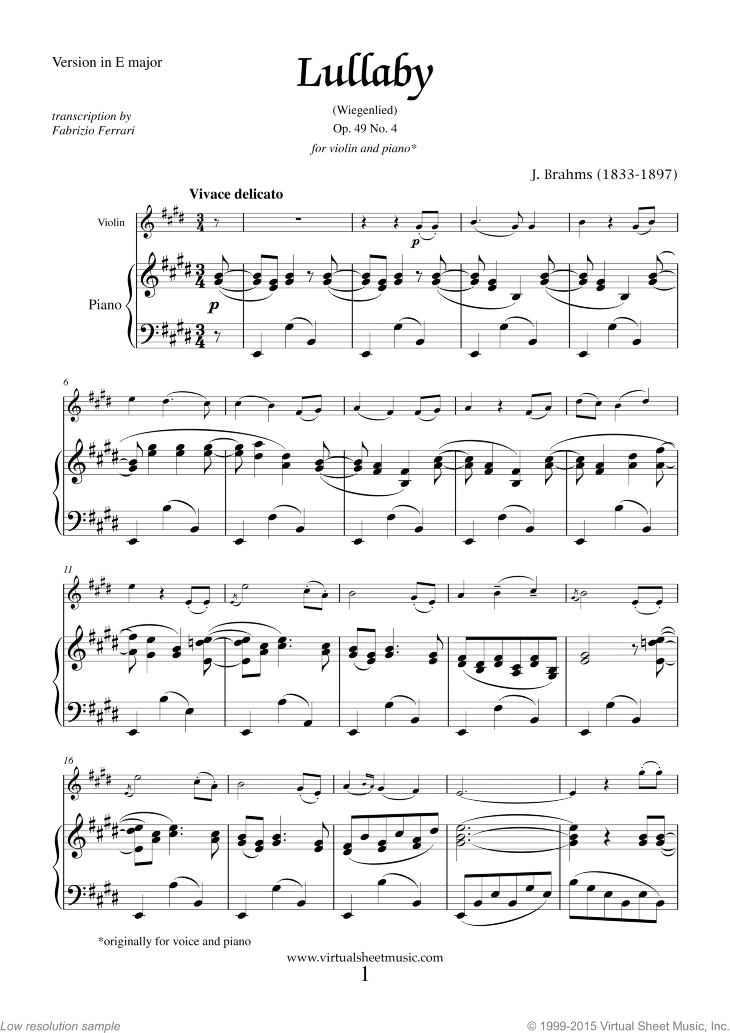 Noten Lullaby Op. 49 No. 4 (neue Ausgabe)