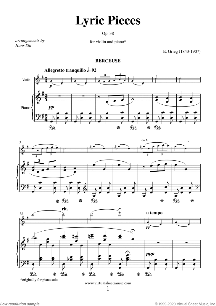 Noten Lyric Pieces, Op.38