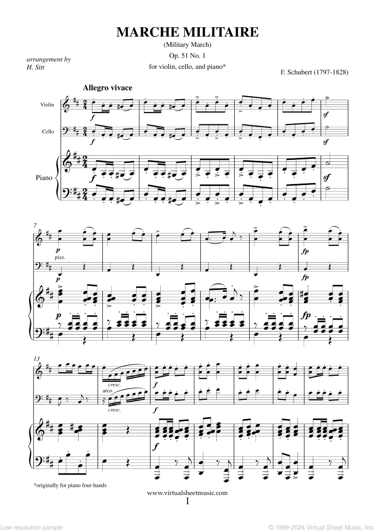 Noten Marche Militaire Op.51 No.1