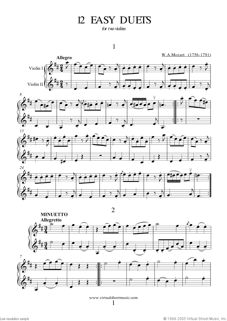 Noten Einfache Duette