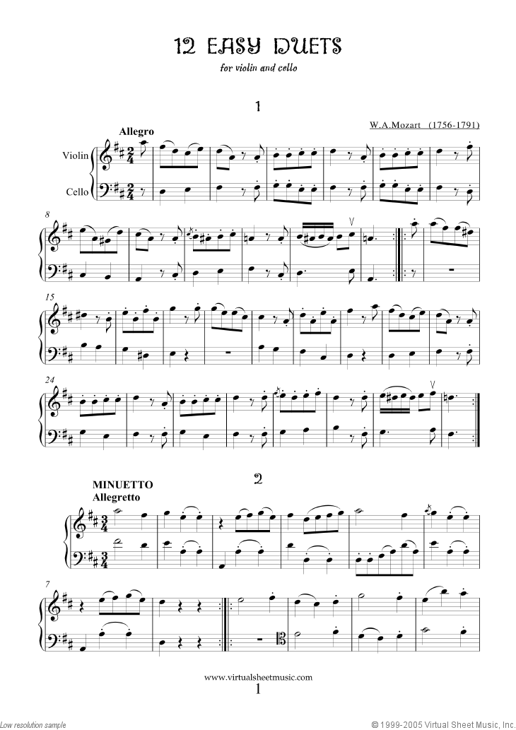 Noten Einfache Duette