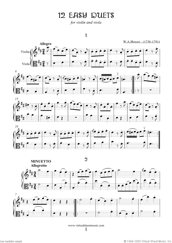 Noten Einfache Duette