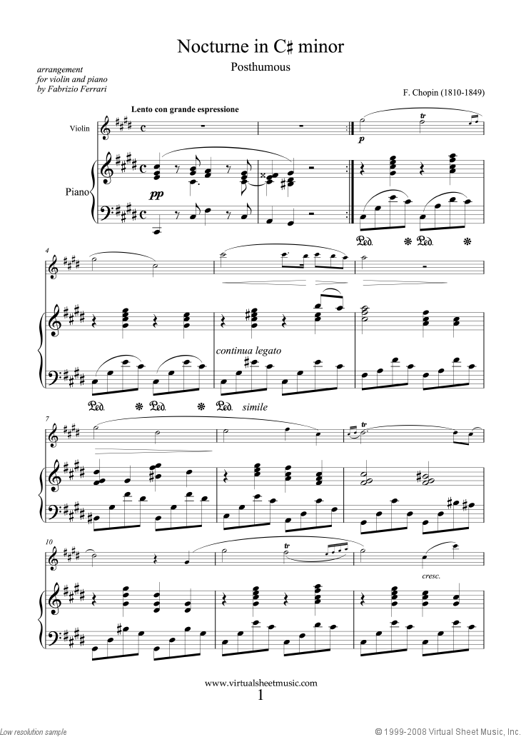 Noten Nocturne in C sharp minor (Posth.)