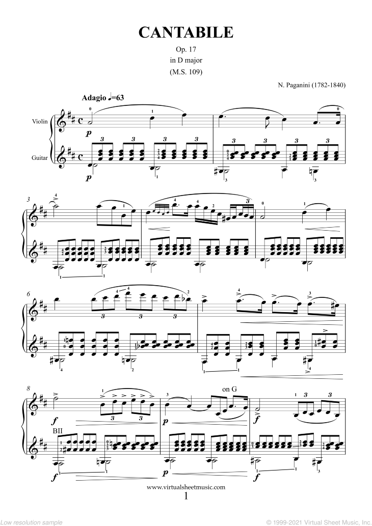 Noten Cantabile Op. 17 in D major